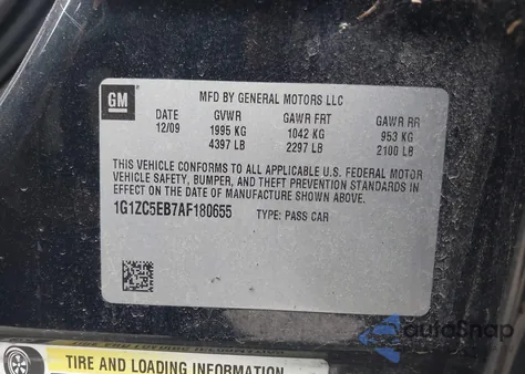 2010 Chevrolet Malibu Lt from USA, damaged, VIN 1G1ZC5EB7AF180655